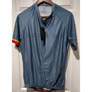 New LONG AO Mens Cyclist Shirt Size Large Full-zip Short Sleeve Back Pockets NWT